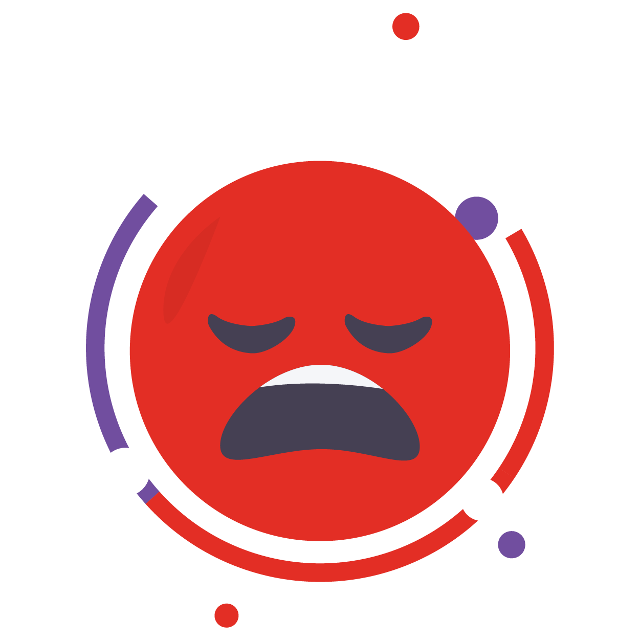 sad face icon with white details for motivational speaker topic about dealing with failure