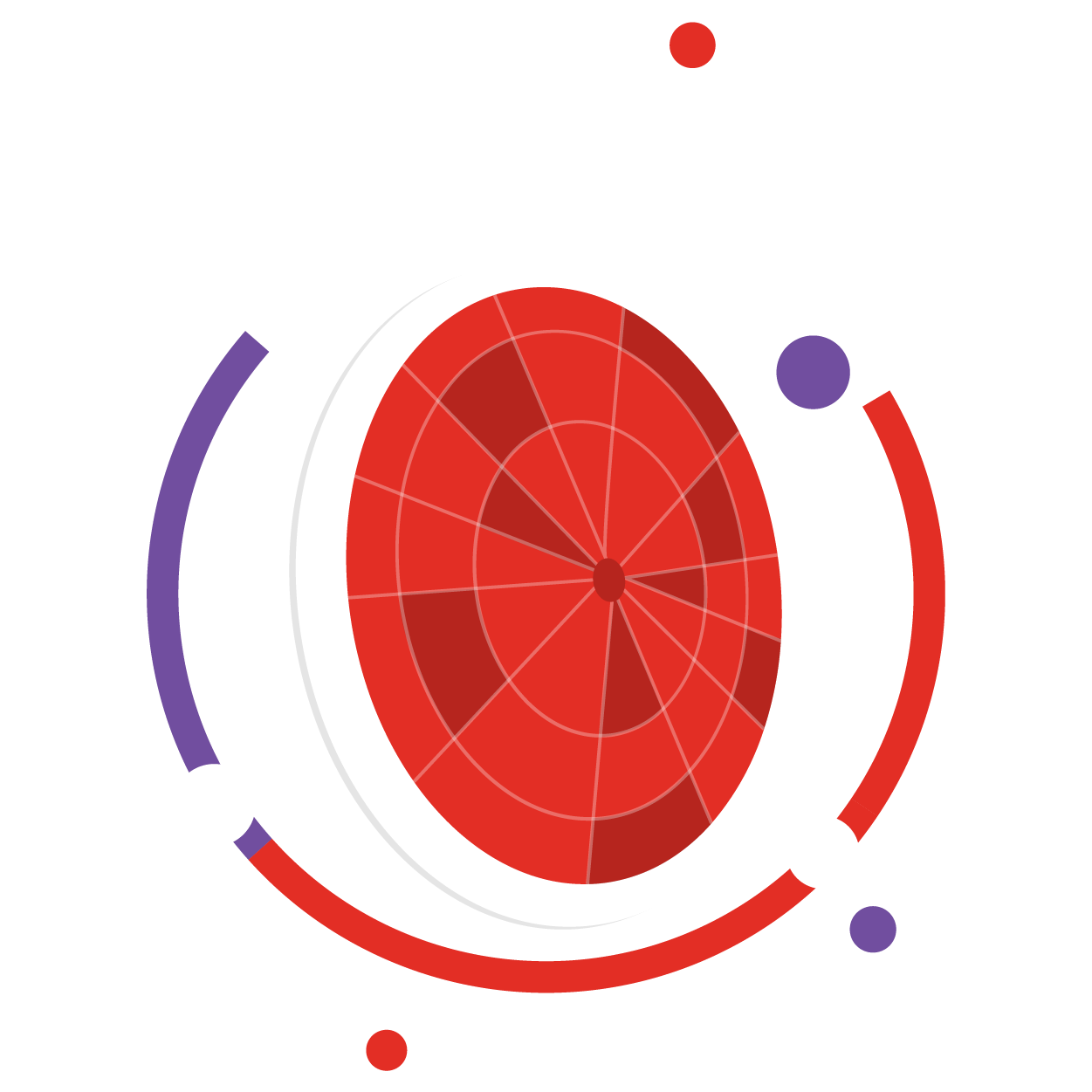 white and red graphic of a target for motivational speaker topic about setting goals