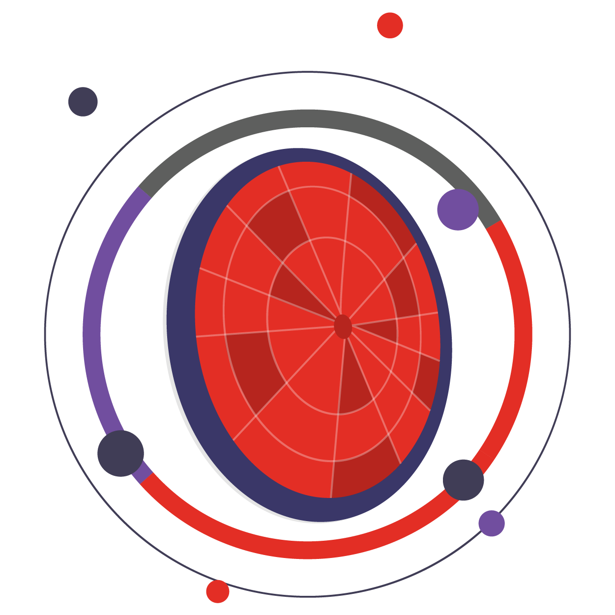 blue and red graphic of a target for motivational speaker topic about setting goals